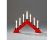 Konstsmide 7 Light Wooden Candlestick (red finish)